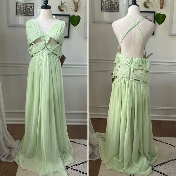 NWT Light In The Box Lime Green Formal Gown Dress Cut Out Waist 26W 3X - Picture 1 of 7